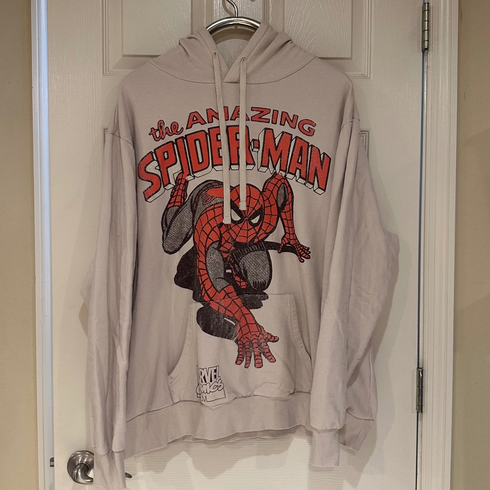 Marvel Comics The Amazing Spider-Man Graphic Hoodie Gray Mens 2XL
